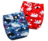 Washable & Reusable Baby Cloth Diaper With Adjustable Size Button (Set of 2)